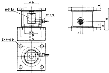 振れ止め一体型ロードセル式 ホッパ重量計 図2:CB-3-10、CB-3-20、CB-3-30