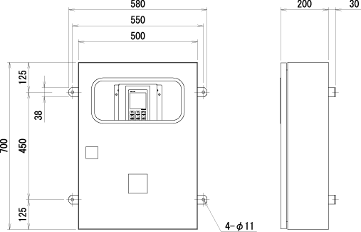 Dimensions (e.g. Installed in wall type panel)